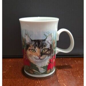 Dunoon Calico & Orange Tabby Cats Holiday Tea Cup Coffee Mug Made in Scotland